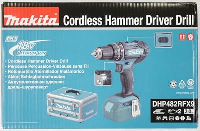 Makita DHP482RFX9 Accu klop-/schroefboormachine 18V 3.0Ah in aluminium koffer + accessoireset - thumbnail