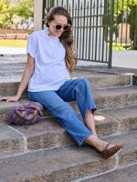 Geborduurde t-shirt voor zwangerschap en borstvoeding wit - thumbnail