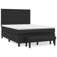 Boxspring met matras kunstleer zwart 140x190 cm - thumbnail