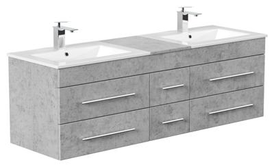 Saniclear Ophelia dubbel Badkamermeubel 150cm 2 kraangaten beton