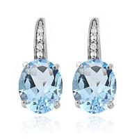 Cilla Jewels 925 Zilveren Oorbellen met Grote Blue Topaz Steen - thumbnail