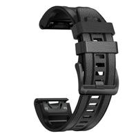 By Qubix - leer + siliconen bandje - Donkergrijs - Compatible met Garmin Fenix 8-51mm - Compatible Garmin bandje - thumbnail