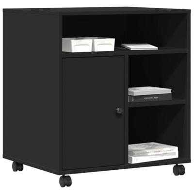 VidaXL Printerkastje met wielen 60x50x67 cm zwart
