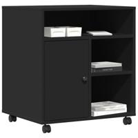 VidaXL Printerkastje met wielen 60x50x67 cm zwart - thumbnail