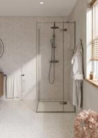 Saqu Grace douchecabine met draaideur rechts incl. antikalk 90x90x210cm geborsteld grijs - thumbnail