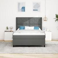 Boxspringbed met matras stof donkergrijs 140x200 cm - thumbnail