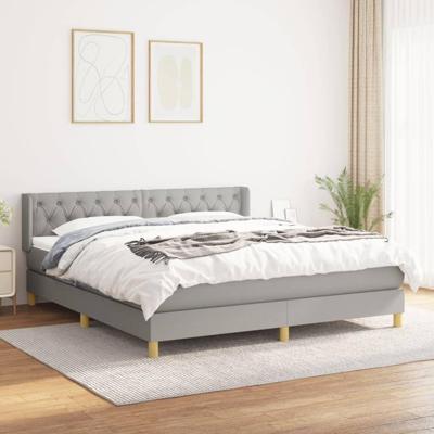 Boxspring met matras stof lichtgrijs 160x200 cm