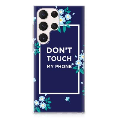 Samsung Galaxy S23 Ultra Silicone-hoesje Flowers Blue DTMP Samsung Galaxy S23 Ultra Silicone-hoesje Flowers Blue DTMP