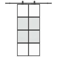 Schuifdeur met beslagset 90x205 cm gehard glas zwart - thumbnail