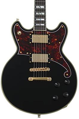 D&apos;Angelico Deluxe Brighton Solid Black elektrische gitaar met koffer