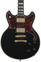 D&apos;Angelico Deluxe Brighton Solid Black elektrische gitaar met koffer - thumbnail