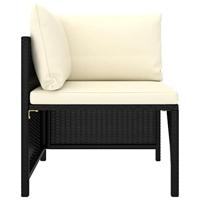 5-delige Loungeset met kussens poly rattan zwart - thumbnail