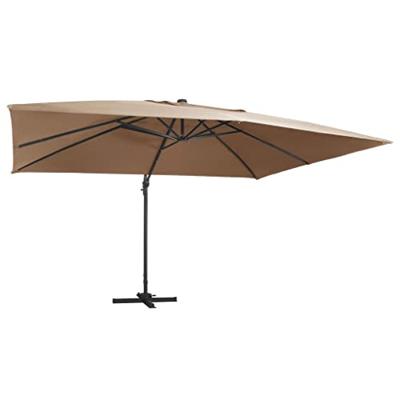 VidaXL Zweefparasol met led en aluminium paal 400x300 cm taupe