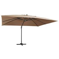 VidaXL Zweefparasol met led en aluminium paal 400x300 cm taupe - thumbnail