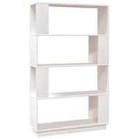 Boekenkast/kamerscherm 80x25x132 cm massief grenenhout wit - thumbnail