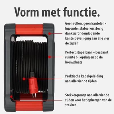 Brennenstuhl Professional Bouwplaats kabelhaspel | KA 5100 5 | IP44 | 50m | H07RN-F 3G1.5 - 9201500110 Brennenstuhl Professional Bouwplaats kabelhaspel | KA 5100 5 | IP44 | 50m | H07RN-F 3G1.5 - 9201500110