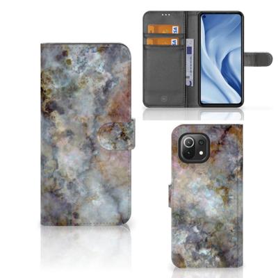 Xiaomi 11 Lite 5G NE | Mi 11 Lite | Bookcase | Marmer Grijs | Portemonnee hoesje Xiaomi 11 Lite 5G NE | Mi 11 Lite | Bookcase | Marmer Grijs | Portemonnee hoesje