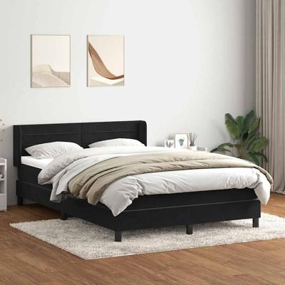 Boxspring met matras fluweel zwart 160x220 cm