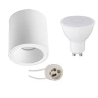 Opbouwspot Set - Pragmi Cliron Pro - GU10 Fitting - Opbouw Rond - Mat Wit - 6W - Helder/Koud Wit 6400K - Verdiept - Ø90mm - thumbnail