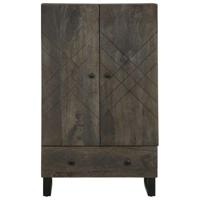 Hoge kast 60x33x100 cm massief mangohout zwart - thumbnail