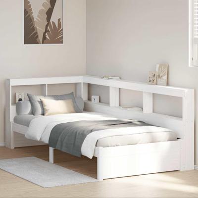 Bed met boekenkast zonder matras grenenhout wit 75x190 cm