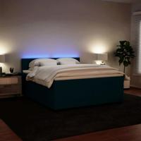 Boxspring met matras fluweel blauw 180x200 cm - thumbnail