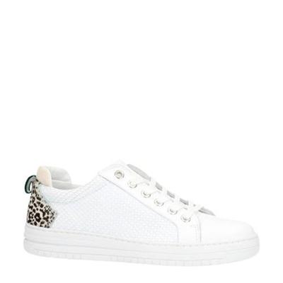 Manfield leren sneakers wit/panterprint Manfield leren sneakers wit/panterprint