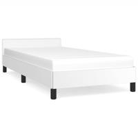 Bedframe met hoofdbord kunstleer wit 90x190 cm - thumbnail