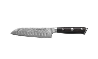 Kohersen Elegance Ebony Wood Santoku mes Damascus staal 12,7 cm