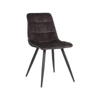 LABEL51 Eetkamerstoel Jelt - Antraciet - Velours - Zwart Metalen Frame - thumbnail