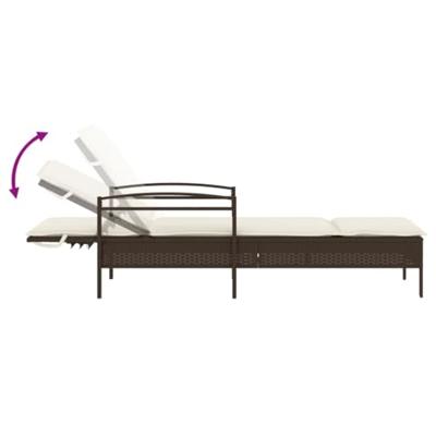 Ligbed met kussen 63x200x81 cm poly rattan bruin - thumbnail