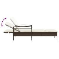 Ligbed met kussen 63x200x81 cm poly rattan bruin - thumbnail
