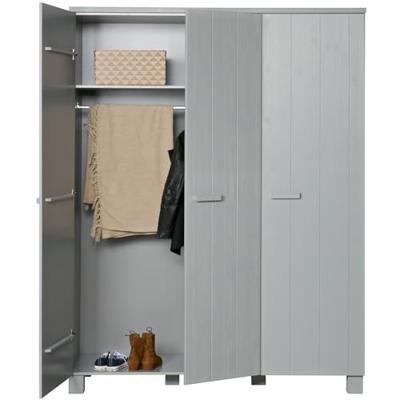 WOOOD Kledingkast 'Dennis' 3-deurs, kleur Betongrijs