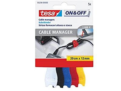 TESA On & Off 55236-00-00 Klittenband kabelbinder Om te bundelen Haak- en lusdeel (l x b) 200 mm x 12 mm Bont 5 stuk(s) TESA On & Off 55236-00-00 Klittenband kabelbinder Om te bundelen Haak- en lusdeel (l x b) 200 mm x 12 mm Bont 5 stuk(s)
