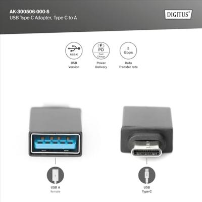 ASSMANN Electronic USB C/USB A USB C USB A Zwart ASSMANN Electronic USB C/USB A USB C USB A Zwart