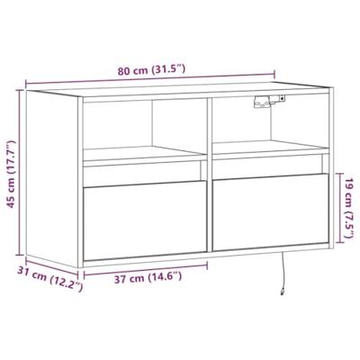 Tv-wandmeubel met LED-verlichting 80x31x45 cm gerookt eiken