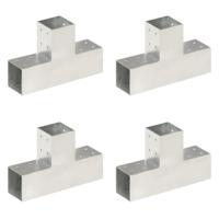 Paalverbindingen 4 st T-vorm 81x81 mm gegalvaniseerd metaal - thumbnail