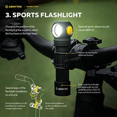 ArmyTek Wizard C2 WR Magnet Warm & Red Hoofdlamp werkt op een accu LED Met magneethouder 1100 lm 3 h 65 g