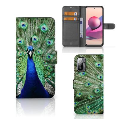 Xiaomi Redmi Note 10/10T 5G | Poco M3 Pro | Telefoonhoesje | Met pasjeshouder | Pauw