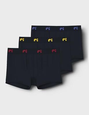 Name it 3-pak jongens boxershorts - Basic - Katoenen jongens onderbroeken - Zwart - Grijs - Donkerblauw