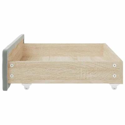 Bedlades 2 st bewerkt hout en fluweel lichtgrijs