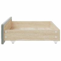 Bedlades 2 st bewerkt hout en fluweel lichtgrijs - thumbnail