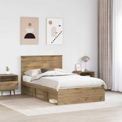Bedframe Ambachtelijk eiken 120 x 190 cm Massief grenenhout
