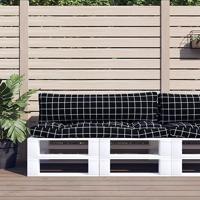 VidaXL Palletkussens 2 st ruitpatroon oxford stof zwart - thumbnail