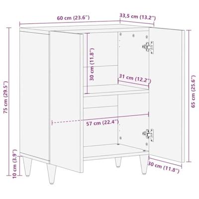 Dressoir 60x33,5x75 cm massief mangohout