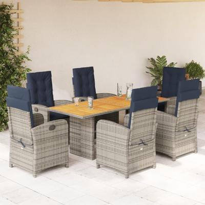 7-delige Tuinset met kussens poly rattan beige