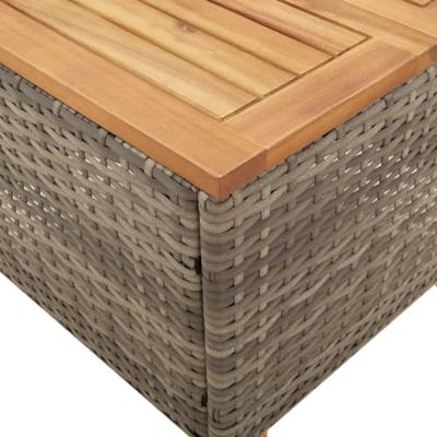 3-delige Bistroset met kussens poly rattan en acaciahout grijs