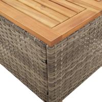 3-delige Bistroset met kussens poly rattan en acaciahout grijs - thumbnail