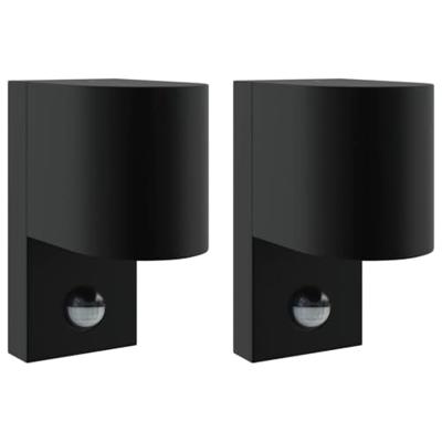 VidaXL Buiten wandlamp 2 pcs zwart 12 x 7 x 15 cm roestvrij staal