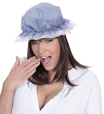 Slaapmuts kort blauw/wit gestreept